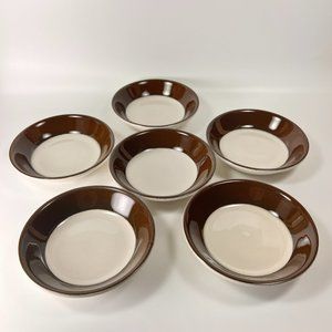 Vtg Jackson Custom China Saucers Brown White Union Made Restaurant Ware Lot of 6